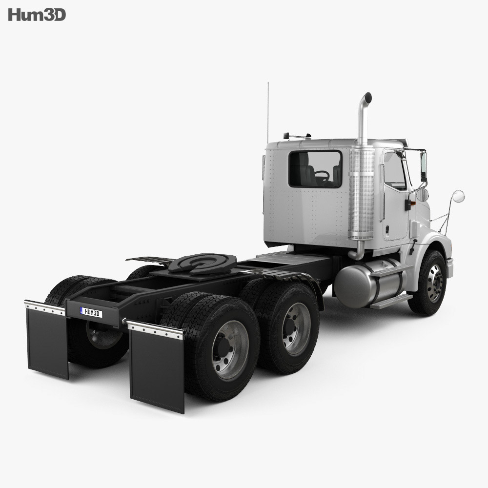 International 9200 Day Cab Tractor Truck 2009 3d model back view