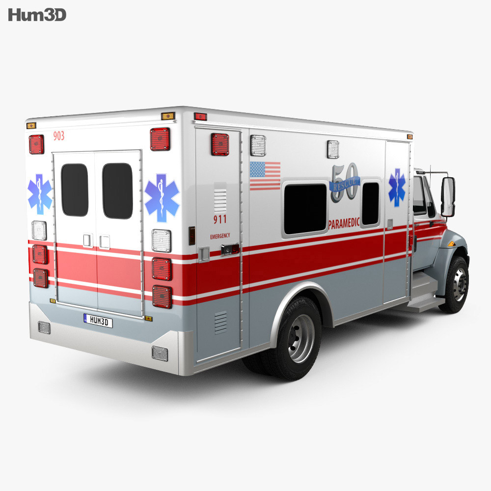 International Durastar Ambulance 2014 3d model back view
