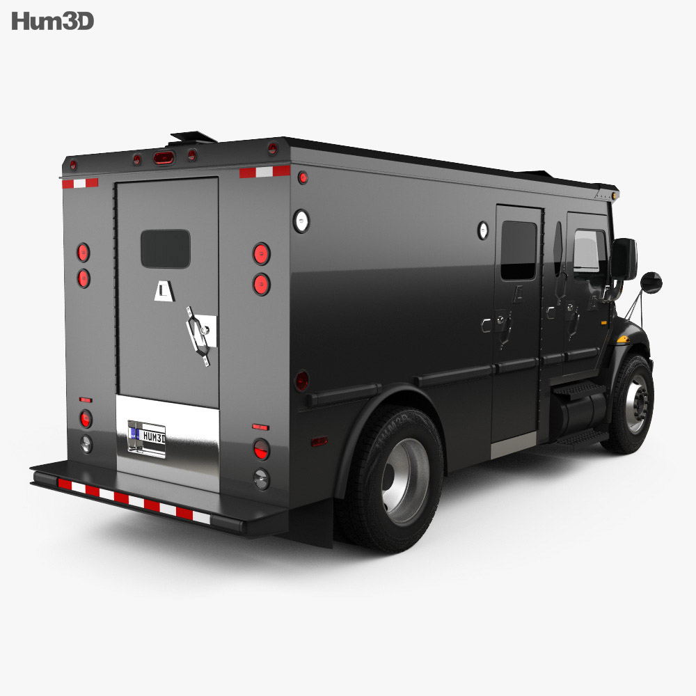 International Durastar Armored Cash Truck 2014 3D 모델  back view