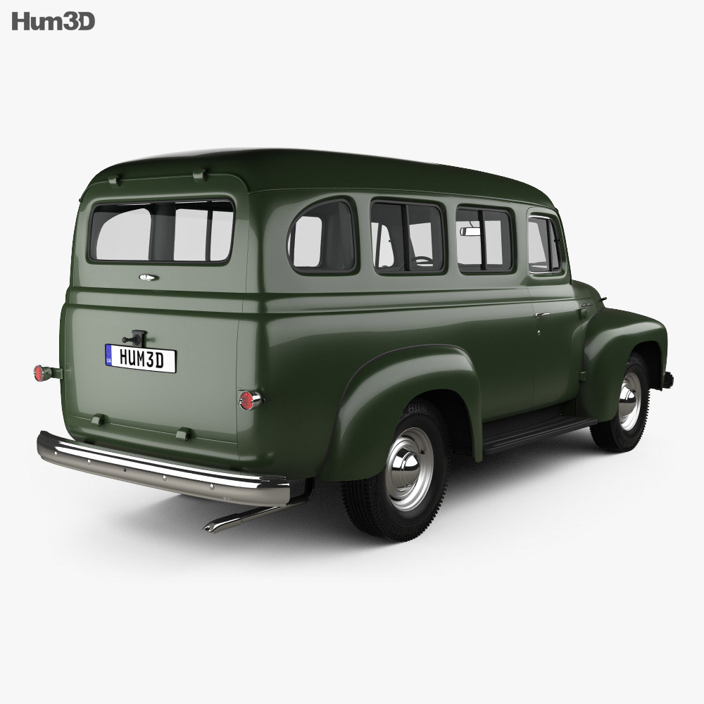 International Harvester R-110 Travelall 1953 3D-Modell Rückansicht
