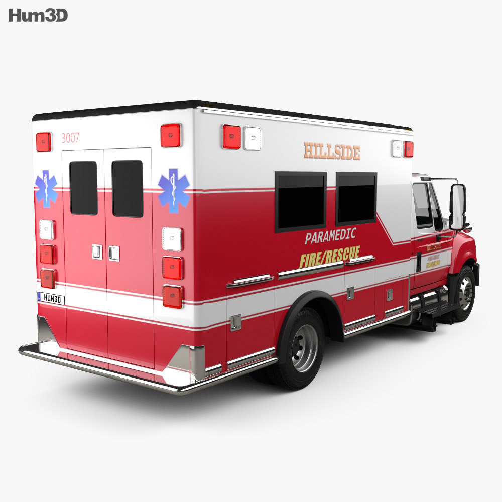 International TerraStar Ambulance Truck 2015 3d model back view