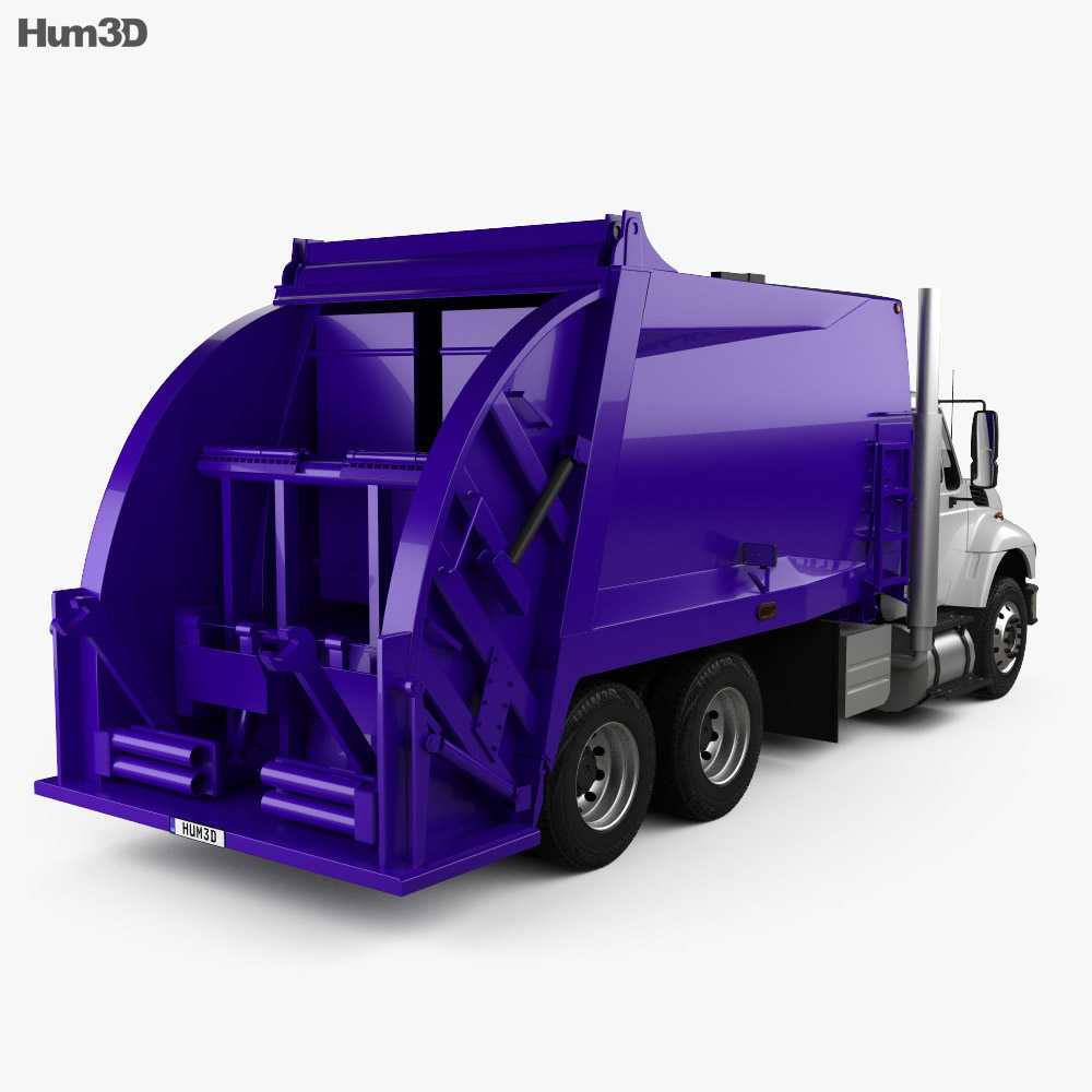 International WorkStar Garbage Truck Rolloffcon 2015 3d model back view