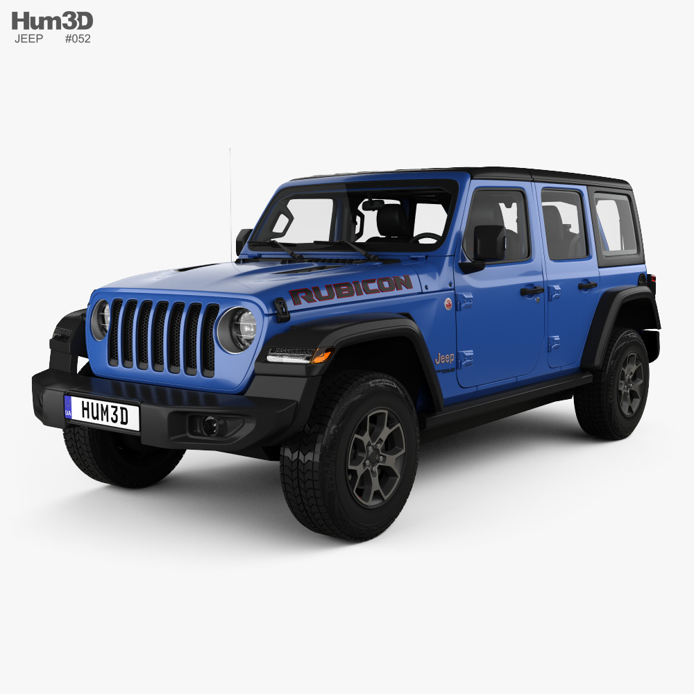 Jeep Wrangler 4-door Unlimited Rubicon with HQ interior 2020 3D model -  Vehicles on Hum3D