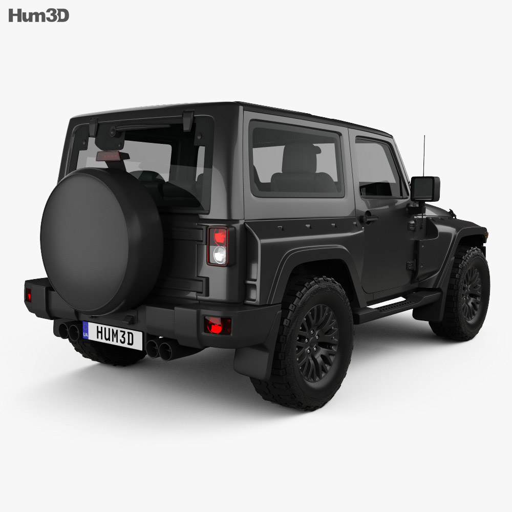 Jeep Wrangler Project Kahn JC300 Chelsea Black Hawk 2ドア 2016 3Dモデル 後ろ姿