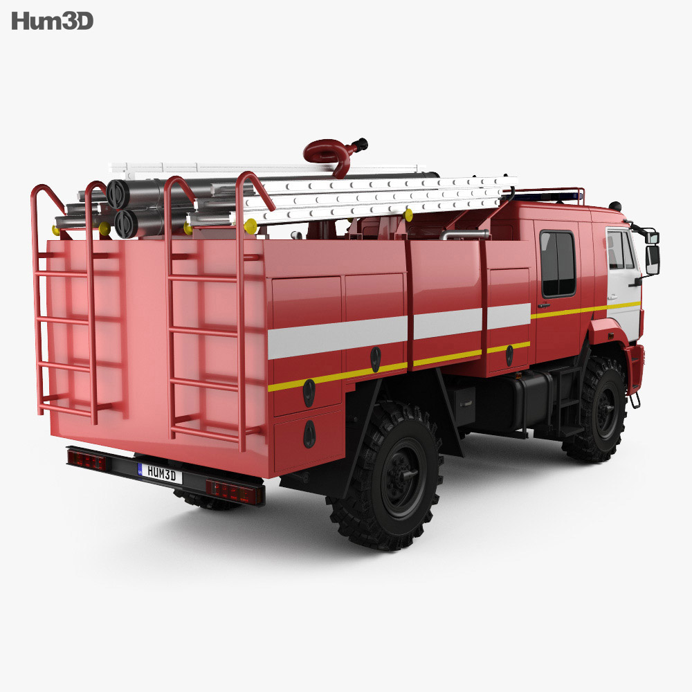 KamAZ 43502 Camion de Pompiers 2017 Modèle 3d vue arrière