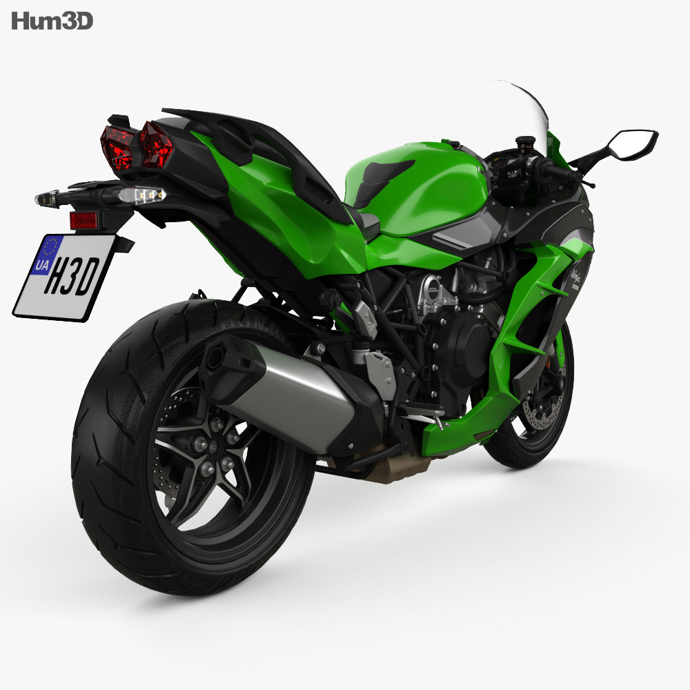 Kawasaki Ninja H2 SX 2018 3d model back view