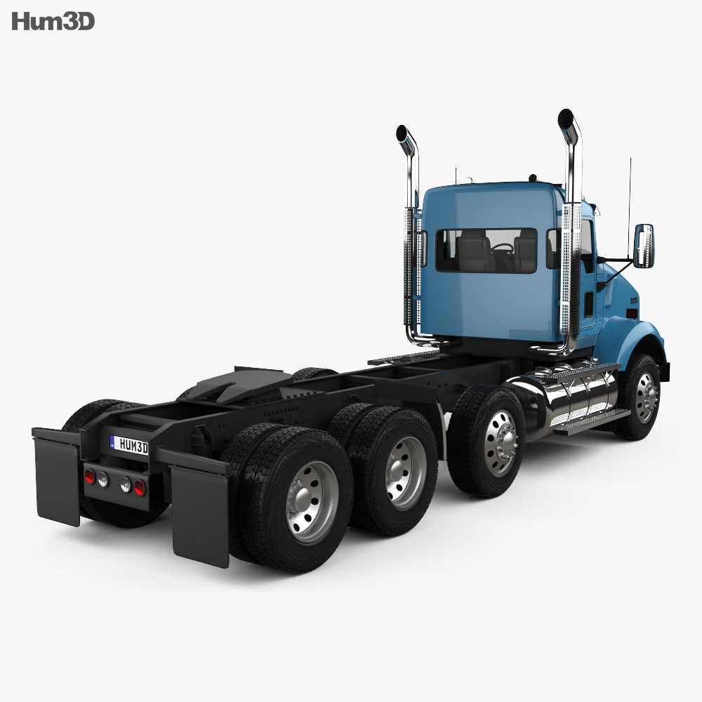 Kenworth T800 Chassis Truck 4-axle 2016 3d model back view