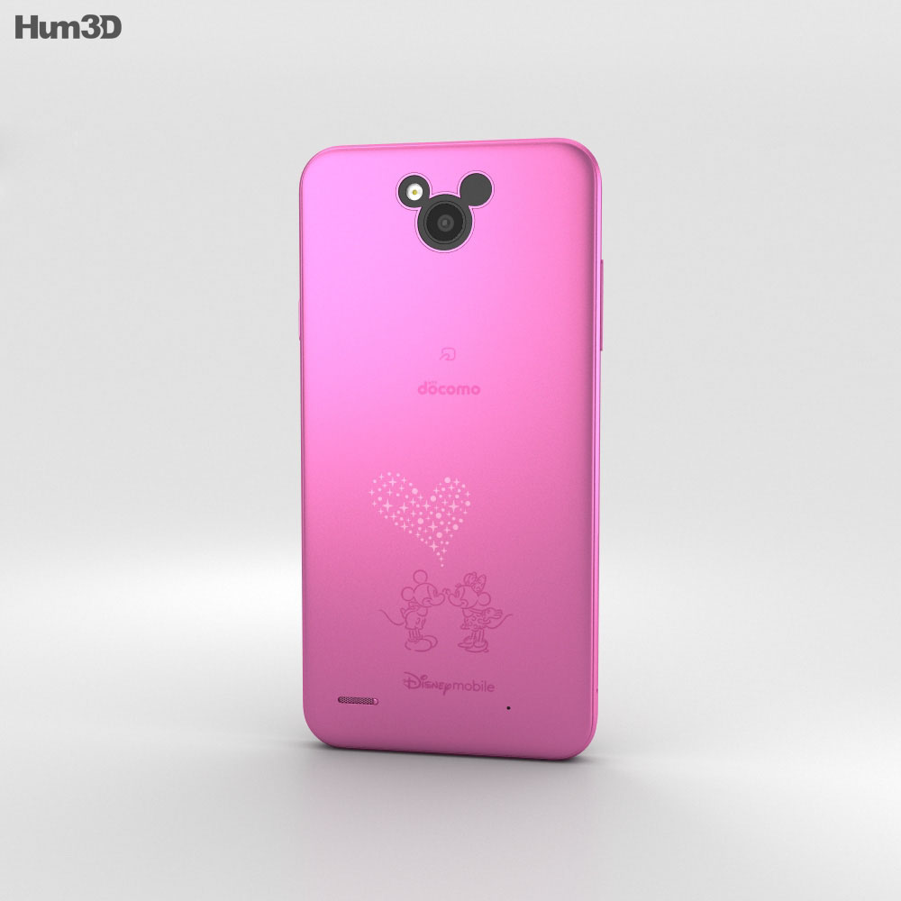 LG Disney Mobile on Docomo DM-02H Pink Modello 3D