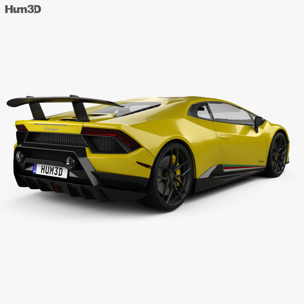 Lamborghini Huracan Performante 2020 3D 모델  back view