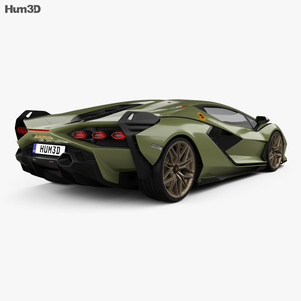 Lamborghini Sian 2022 3D模型 后视图