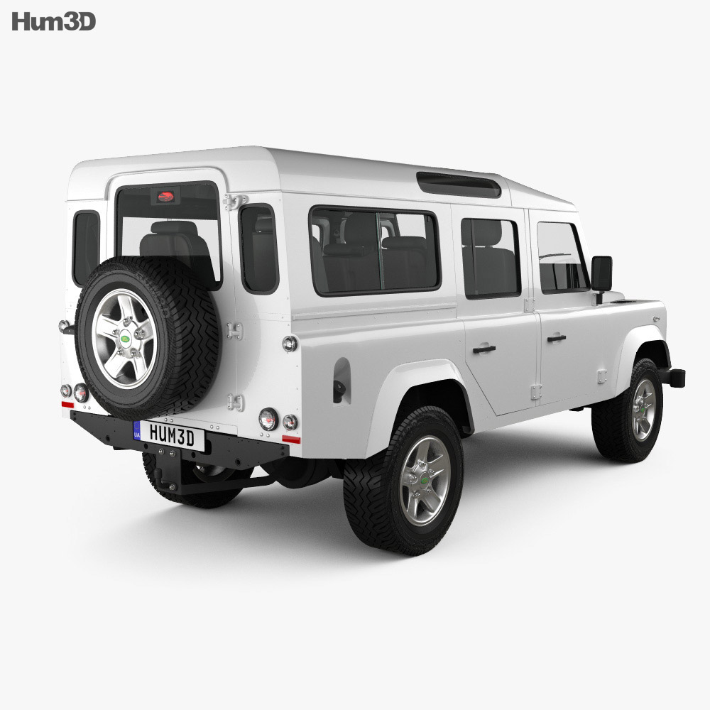 Land Rover Defender 110 Station Wagon with HQ interior 2014 3d model back view