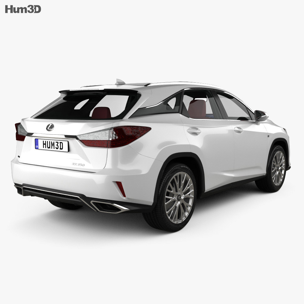 Lexus RX F sport with HQ interior 2019 3d model back view