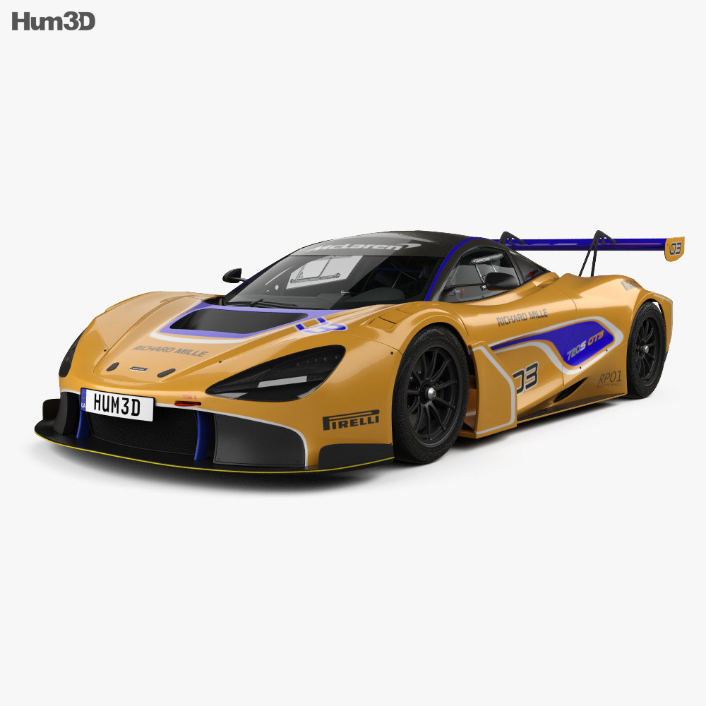McLaren 720S GT3 з детальним інтер'єром 2021 3D модель