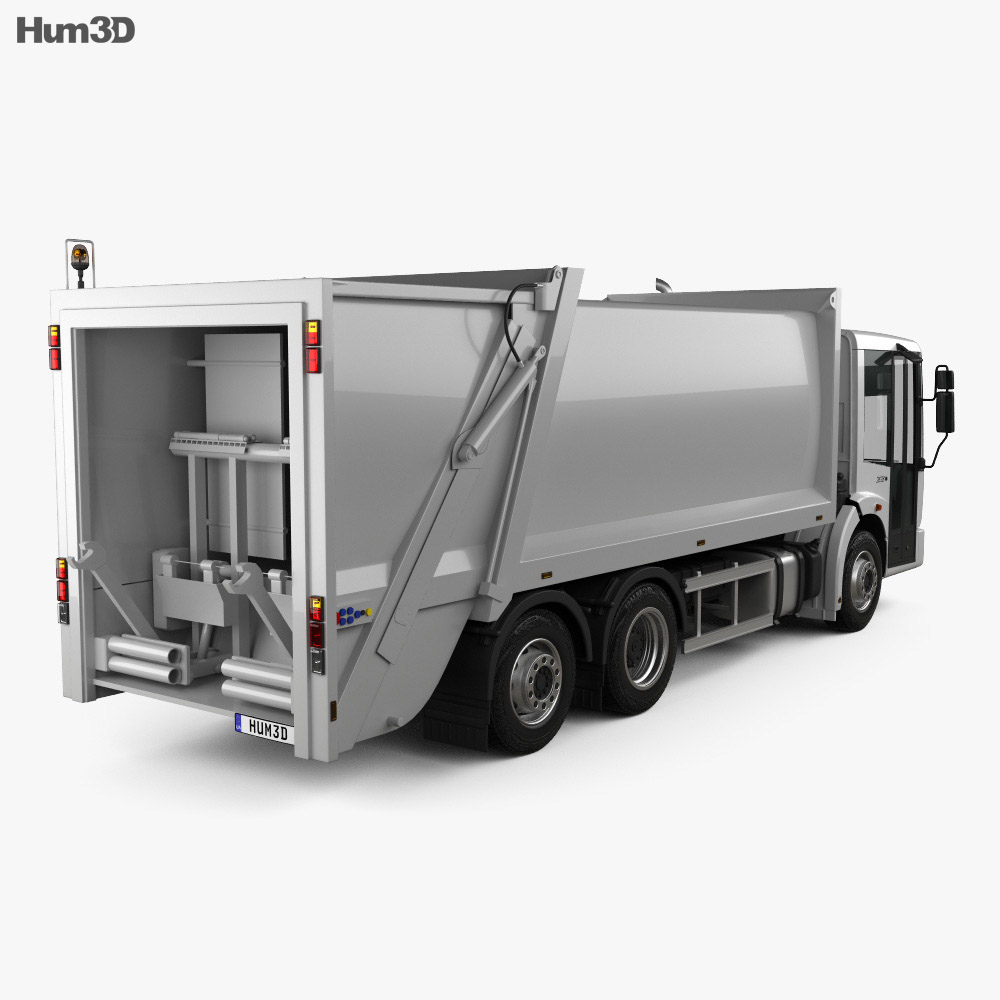 Mercedes-Benz Econic Garbage Truck Rolloffcon 3axle 2012 3d model back view