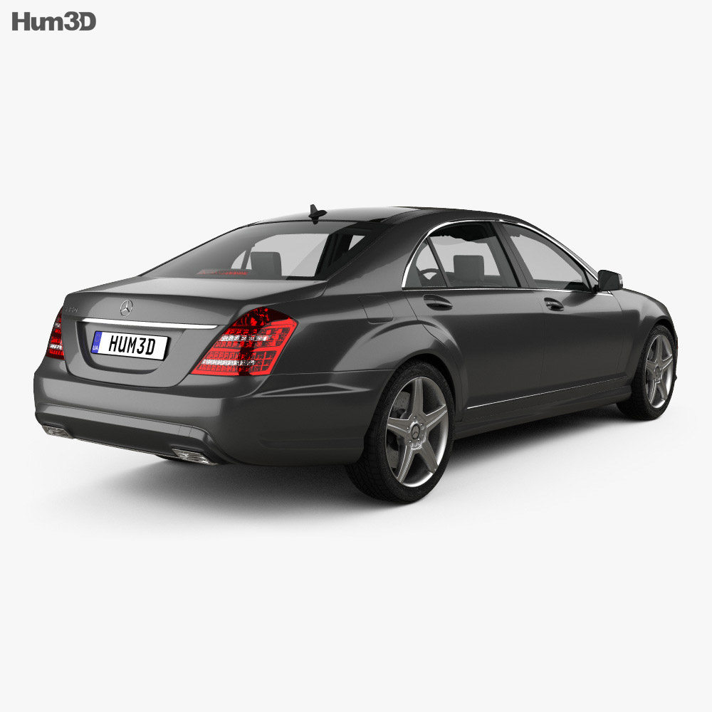 Mercedes-Benz S-class (W221) with HQ interior 2013 3d model back view