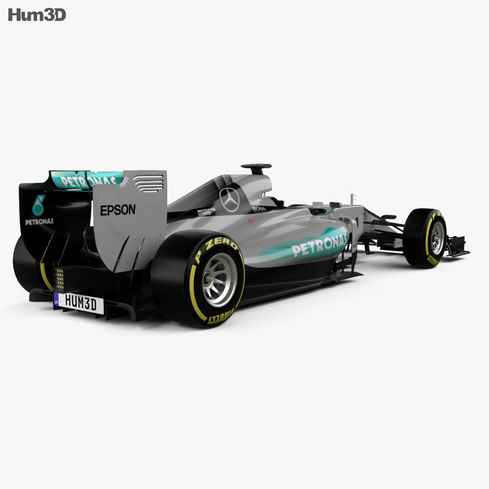 Mercedes-Benz F1 W06 ハイブリッ 2015 3Dモデル 後ろ姿