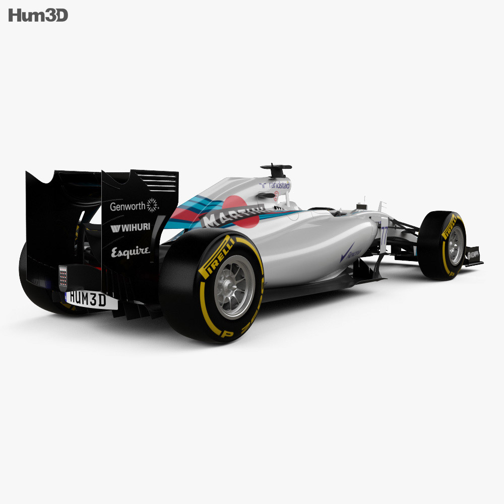 Williams FW37 2014 Modello 3D vista posteriore