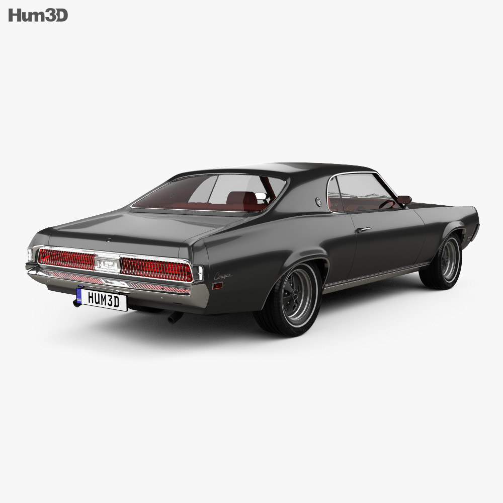 Mercury Cougar XR-7 with HQ interior 1969 3d model back view