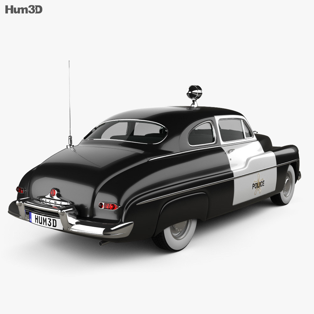 Mercury Eight Coupe 警察 1949 3Dモデル 後ろ姿