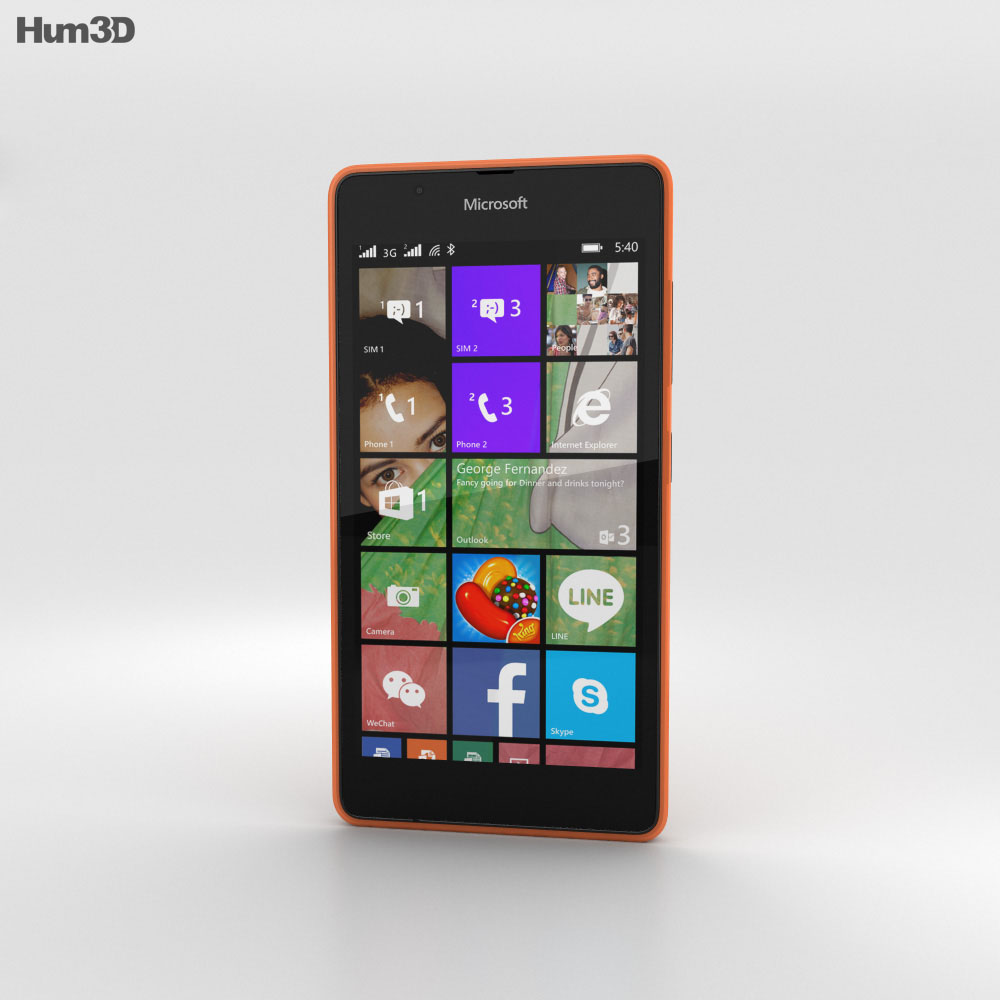Microsoft Lumia 540 Orange 3D-Modell