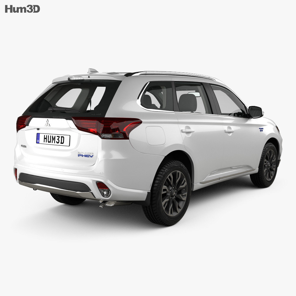 Mitsubishi Outlander PHEV with HQ interior 2018 3d model back view