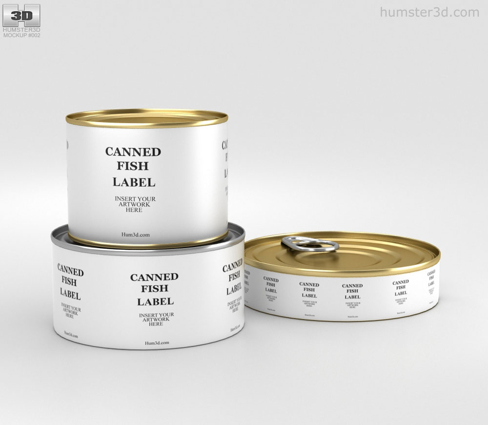 Download Fish Can Set Mockup 3D model - Food on Hum3D