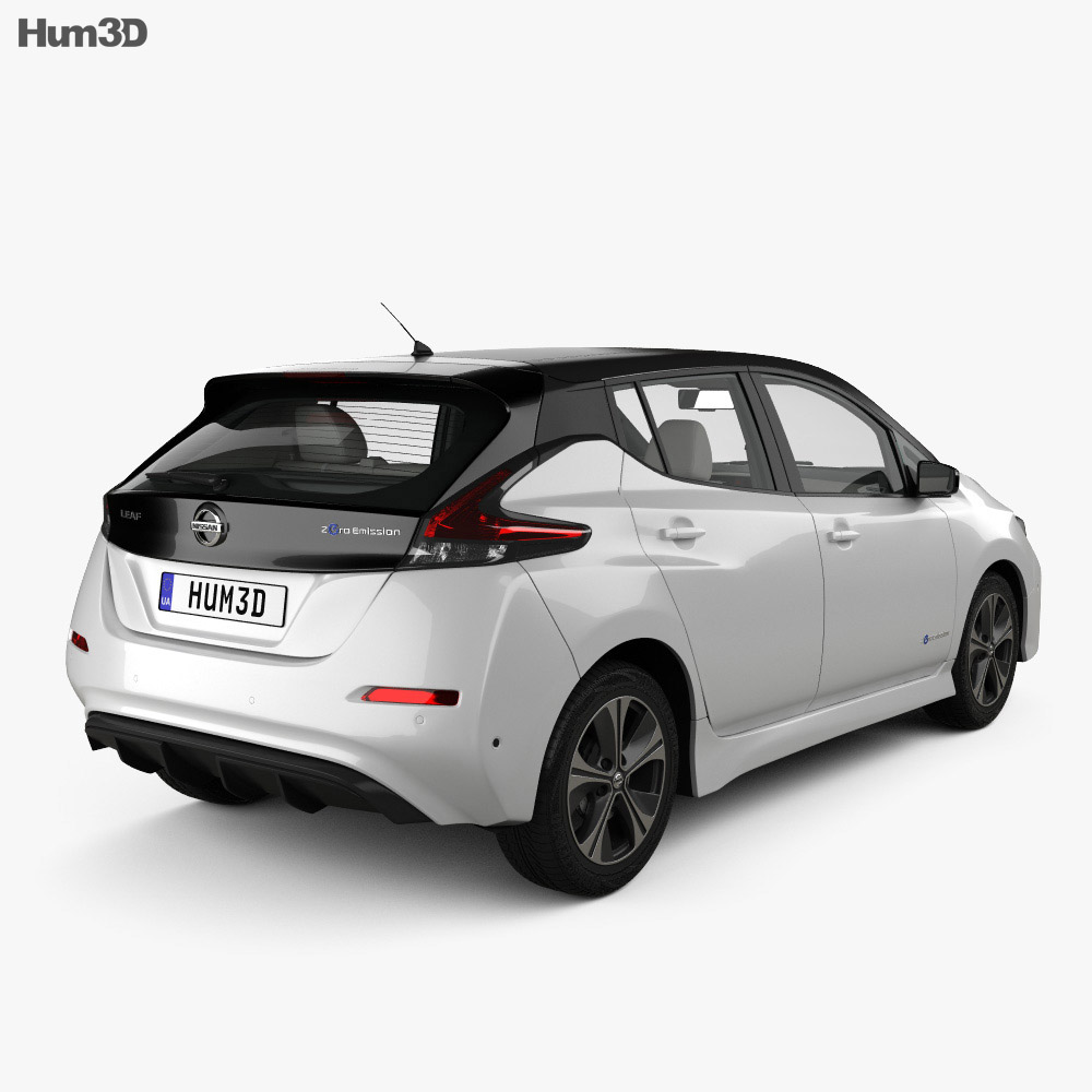 Nissan Leaf with HQ interior 2021 3d model back view