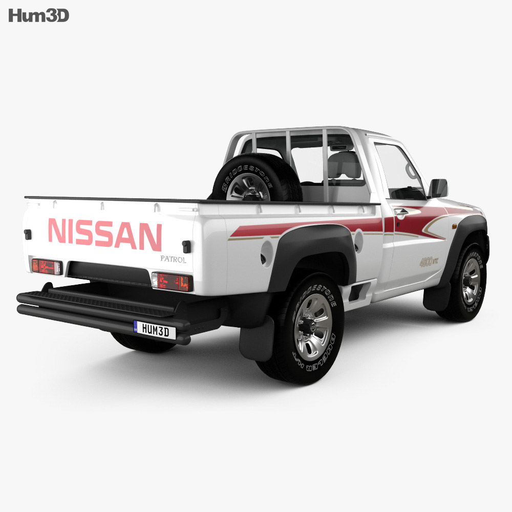 Nissan Patrol pickup with HQ interior 2019 3d model back view