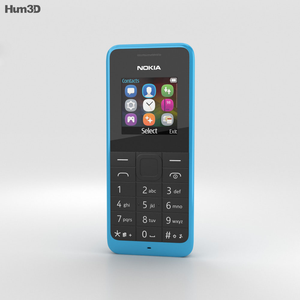 Nokia 105 Dual SIM Cyan Modello 3D