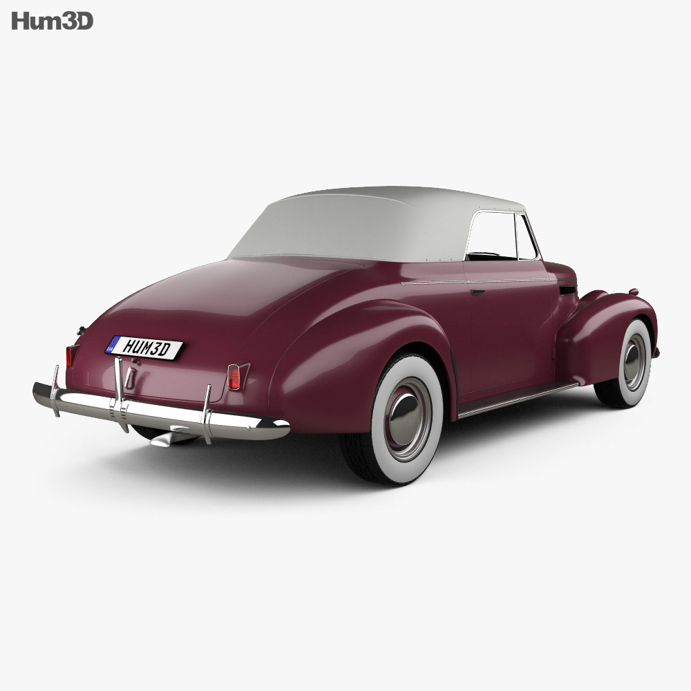 Oldsmobile 80 convertible 1939 3d model back view