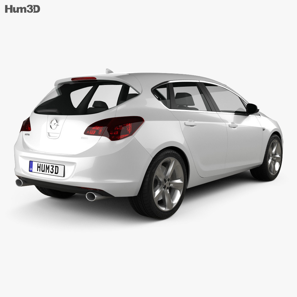 Opel Astra J 2011 3D模型 后视图