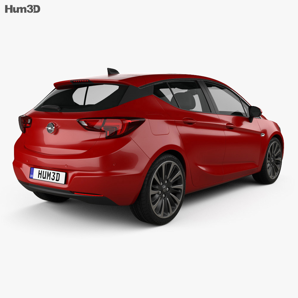 Opel Astra K with HQ interior 2019 3d model back view