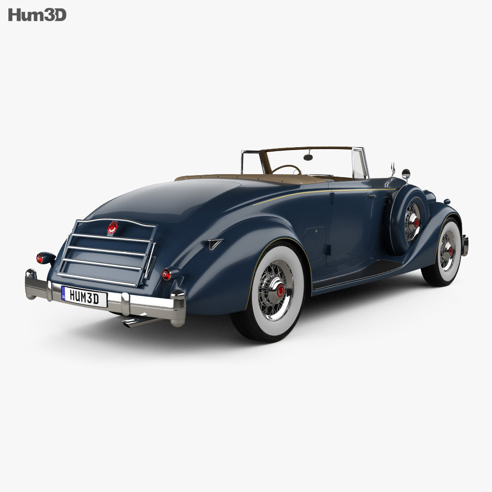 Packard Twelve Coupe ロードスター HQインテリアと 1936 3Dモデル 後ろ姿