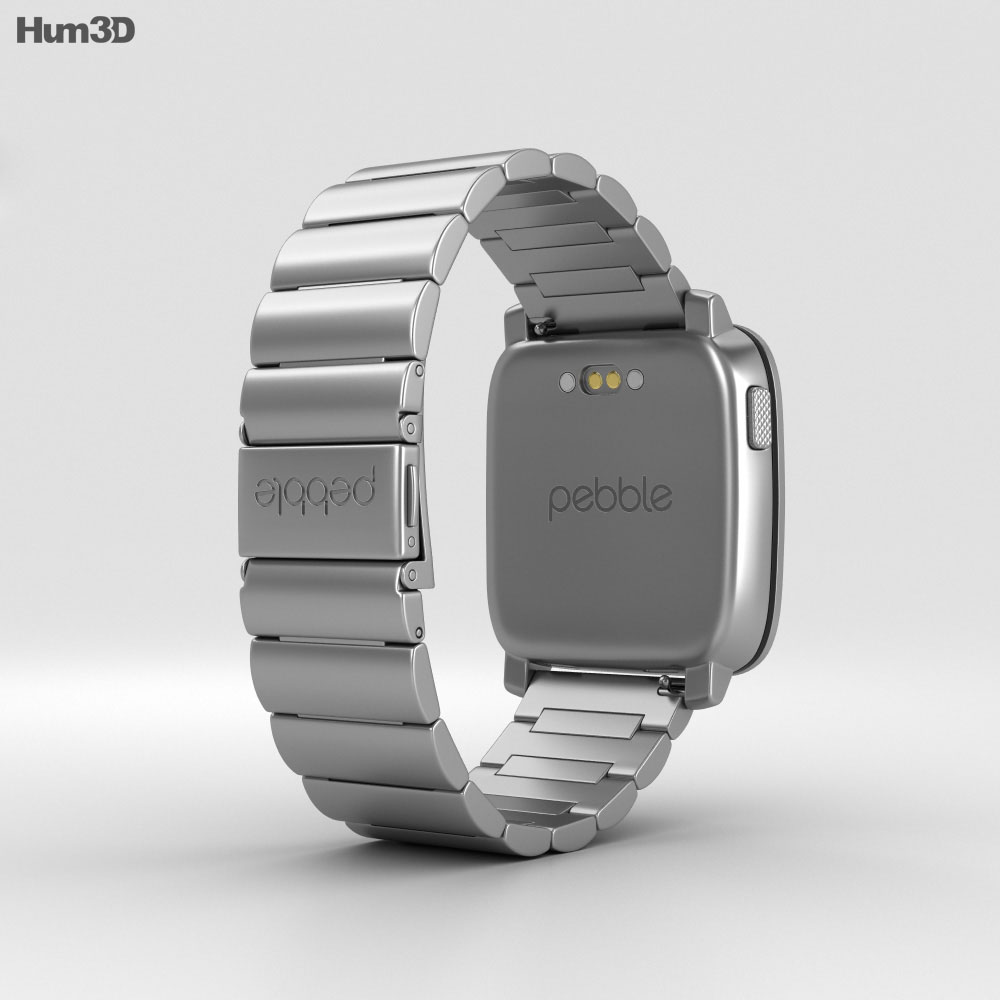 Pebble Time Steel Silver Metal Band 3d model