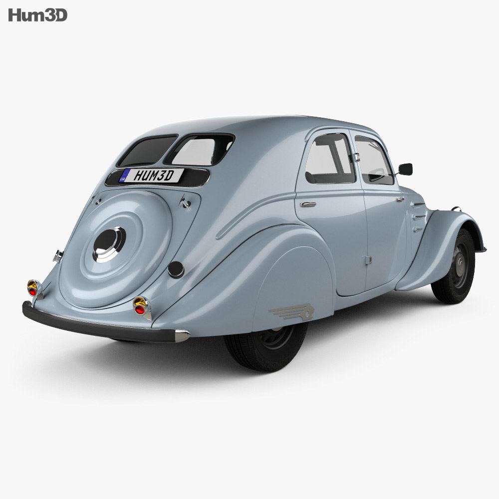 Peugeot 302 1936 3D模型 后视图