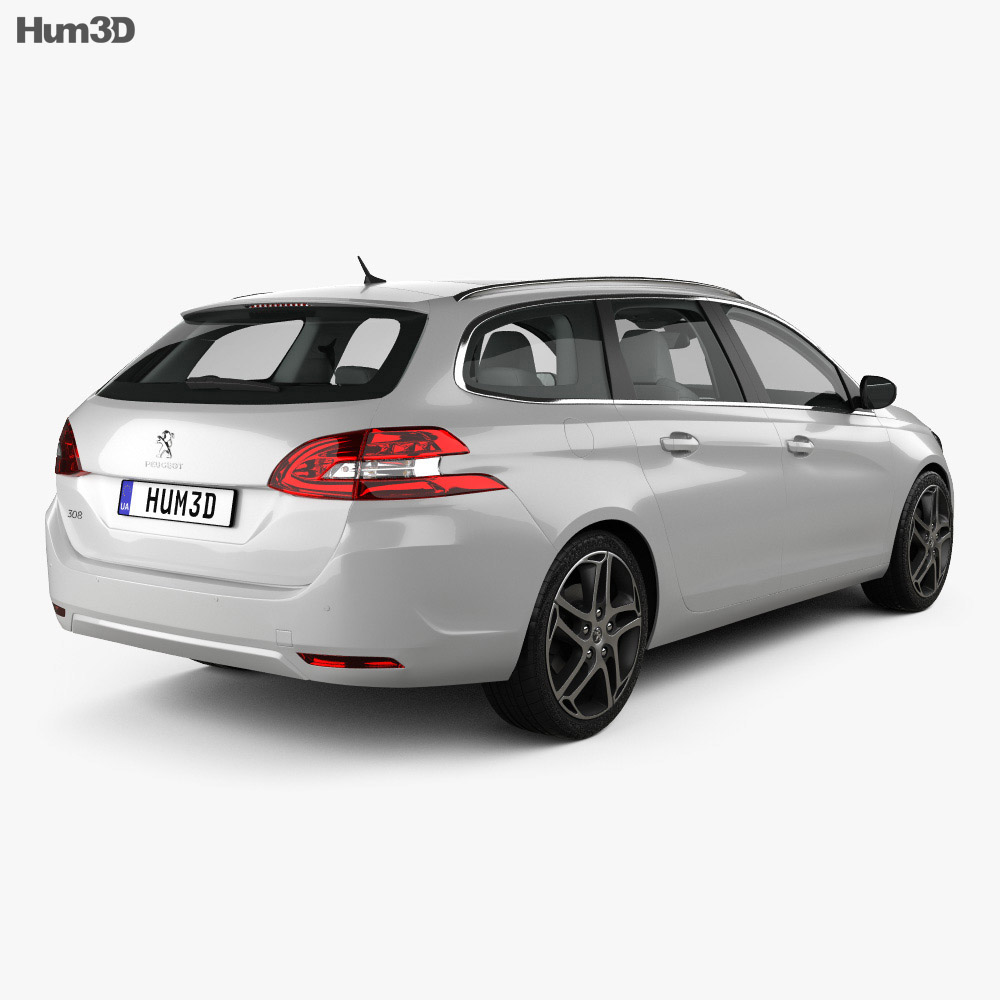 Peugeot 308 SW with HQ interior 2016 3d model back view