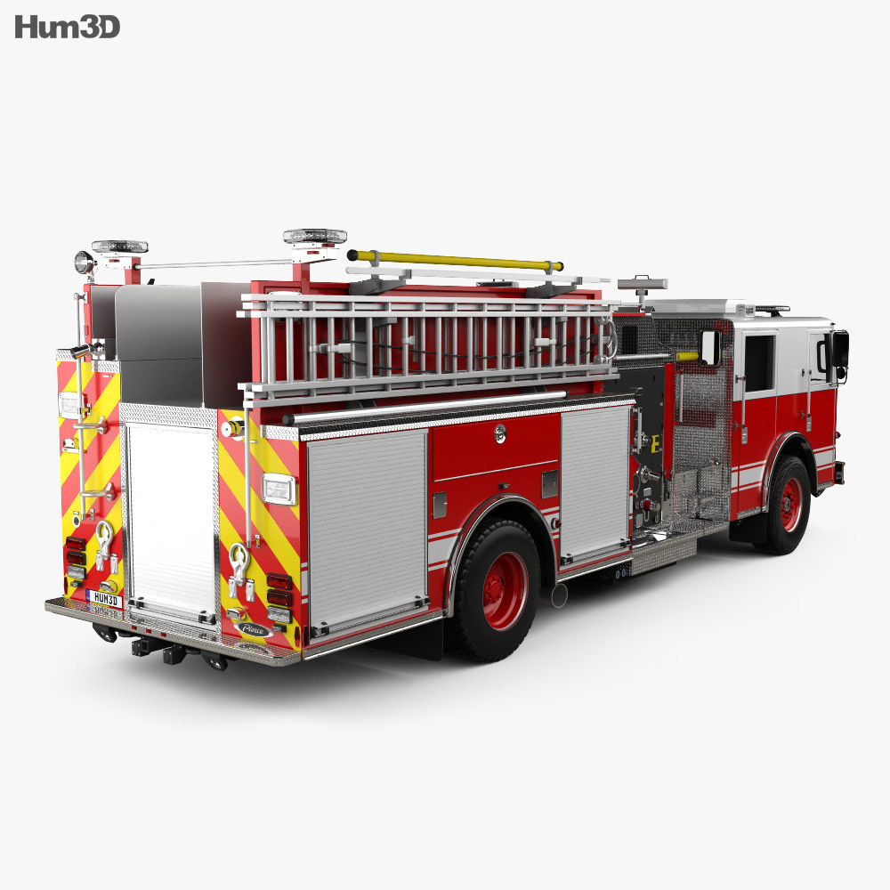 Pierce Fire Truck Pumper 2015 3d model back view