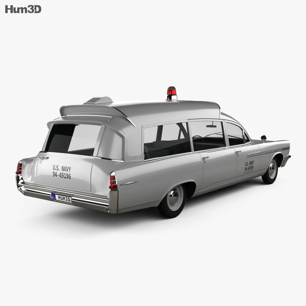 Pontiac Bonneville Giardinetta Ambulanza Kennedy 1963 Modello 3D vista posteriore