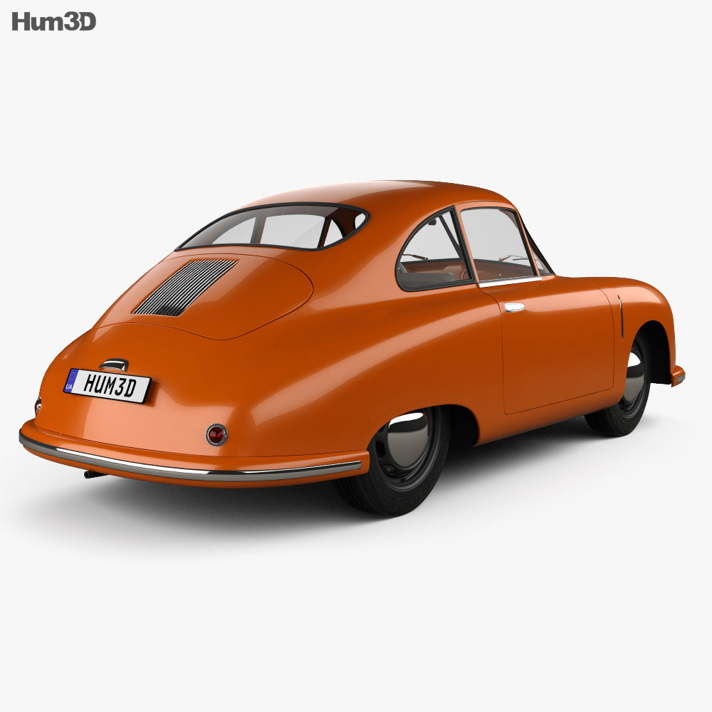 Porsche 356 coupe with HQ interior 1948 3d model back view