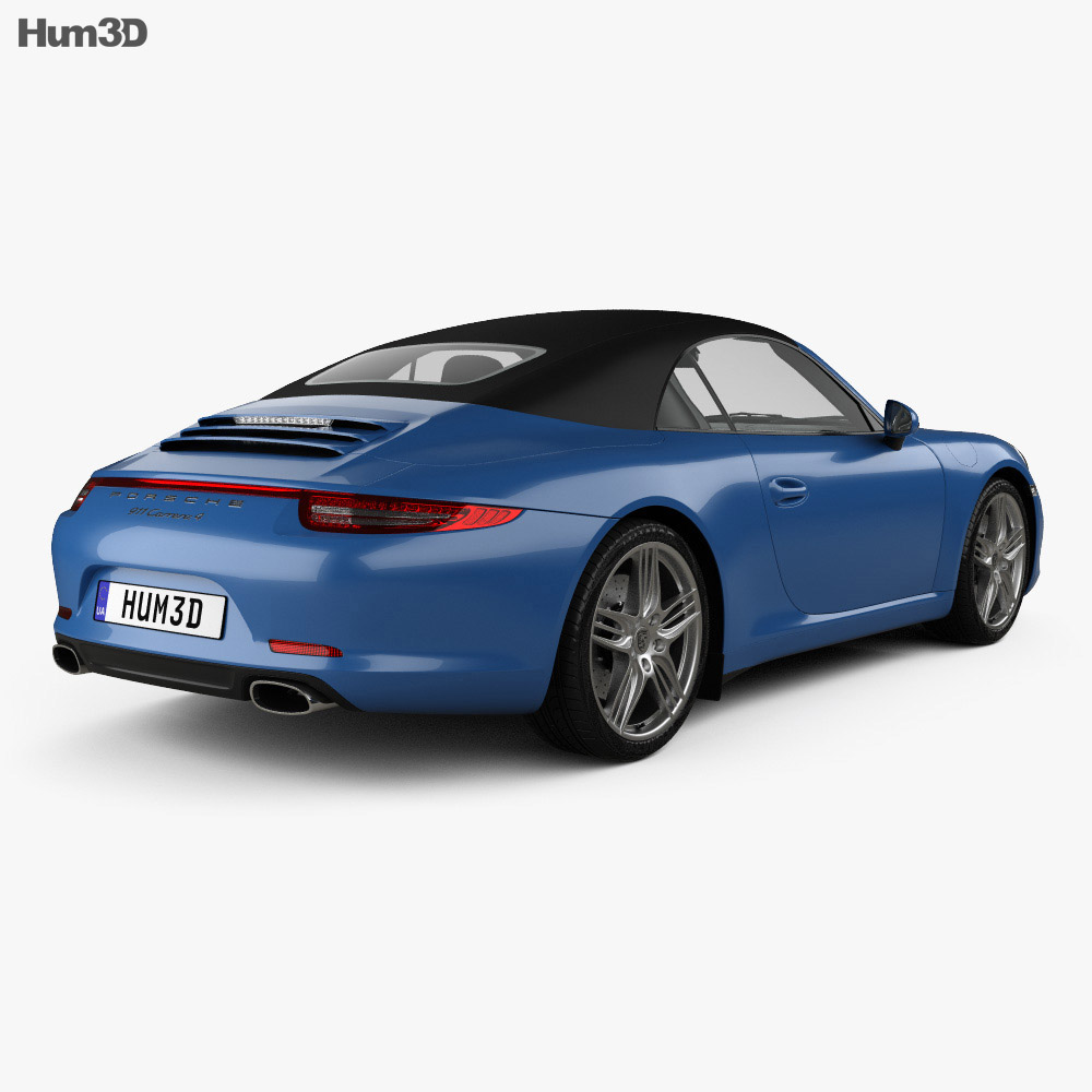 Porsche 911 Carrera 4 敞篷车 2020 3D模型 后视图