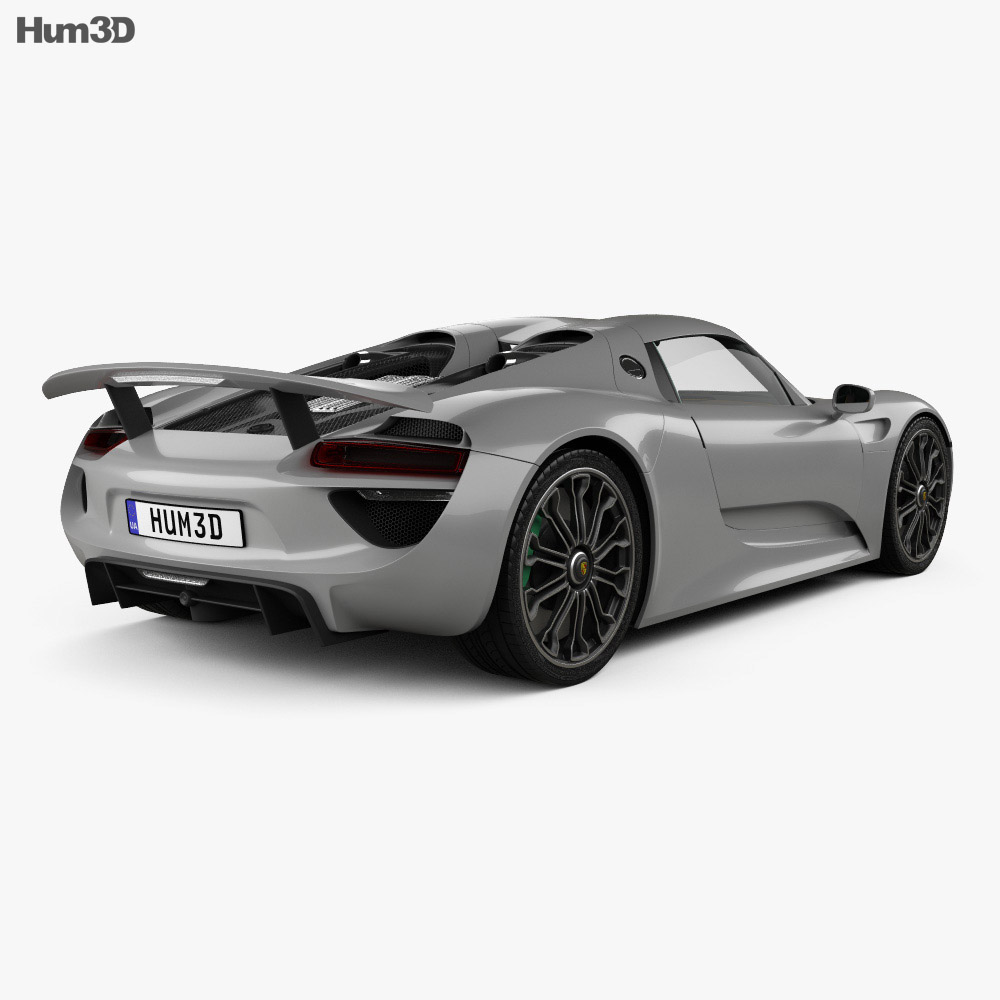 Porsche 918 spyder 인테리어 가 있는 2017 3D 모델  back view