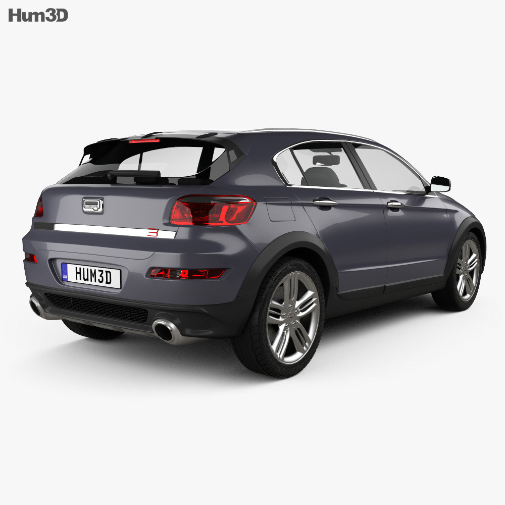 Qoros 3 Cross hybrid 2016 3d model back view