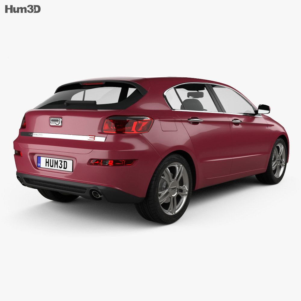 Qoros 3 hatchback 2016 3d model back view