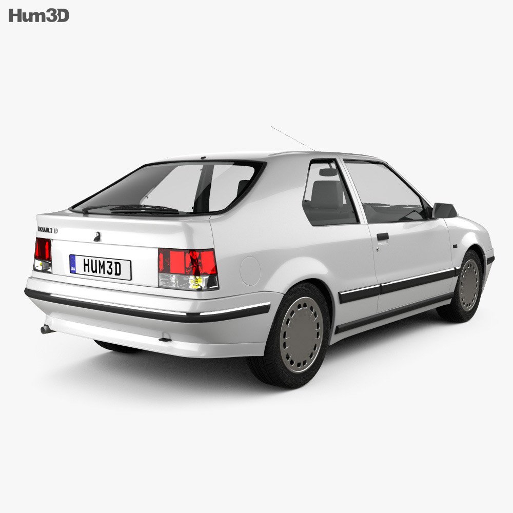 Renault 19 3 portes hatchback 1988 Modèle 3d vue arrière