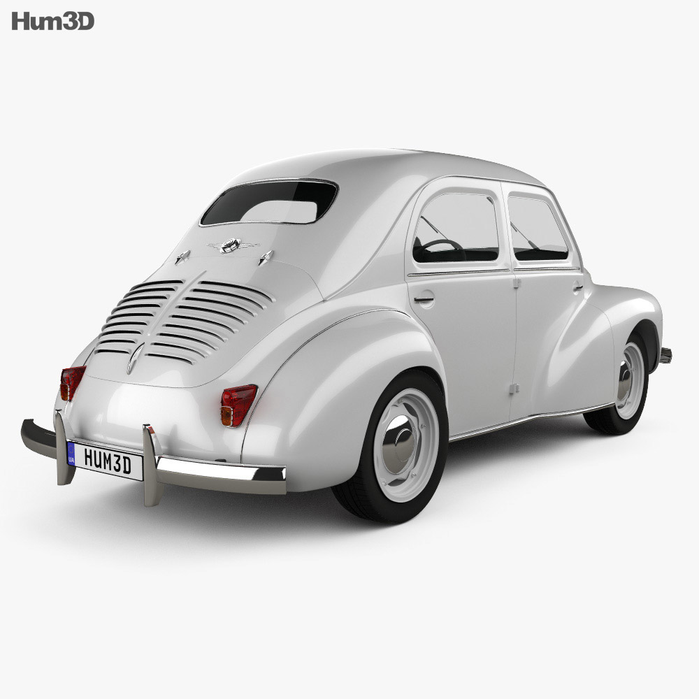 Renault 4CV 轿车 1947-1961 3D模型 后视图