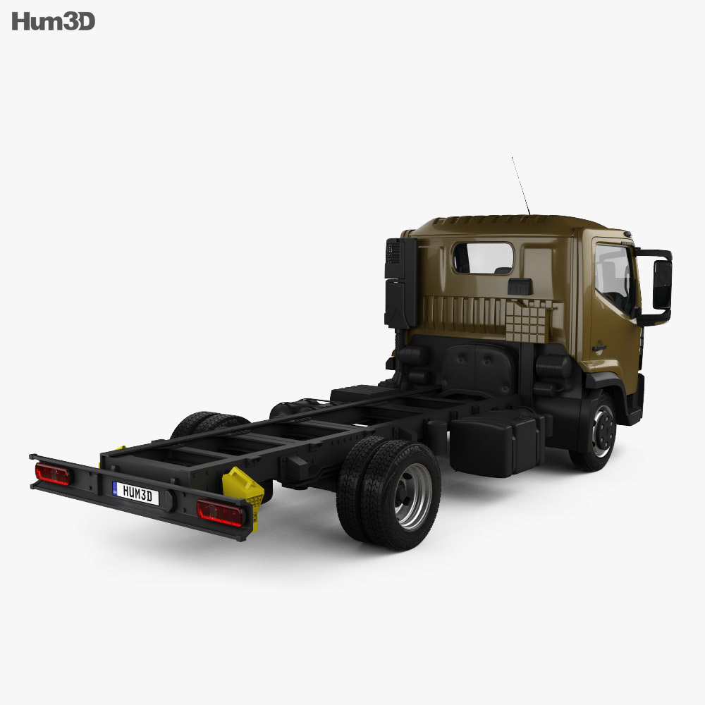 Renault D 7.5 Chassis Truck with HQ interior 2016 3d model back view