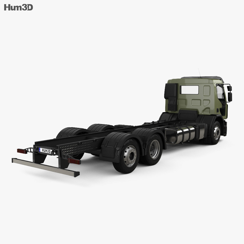 Renault D Wide Chassis Truck 3-axle with HQ interior 2016 3d model back view