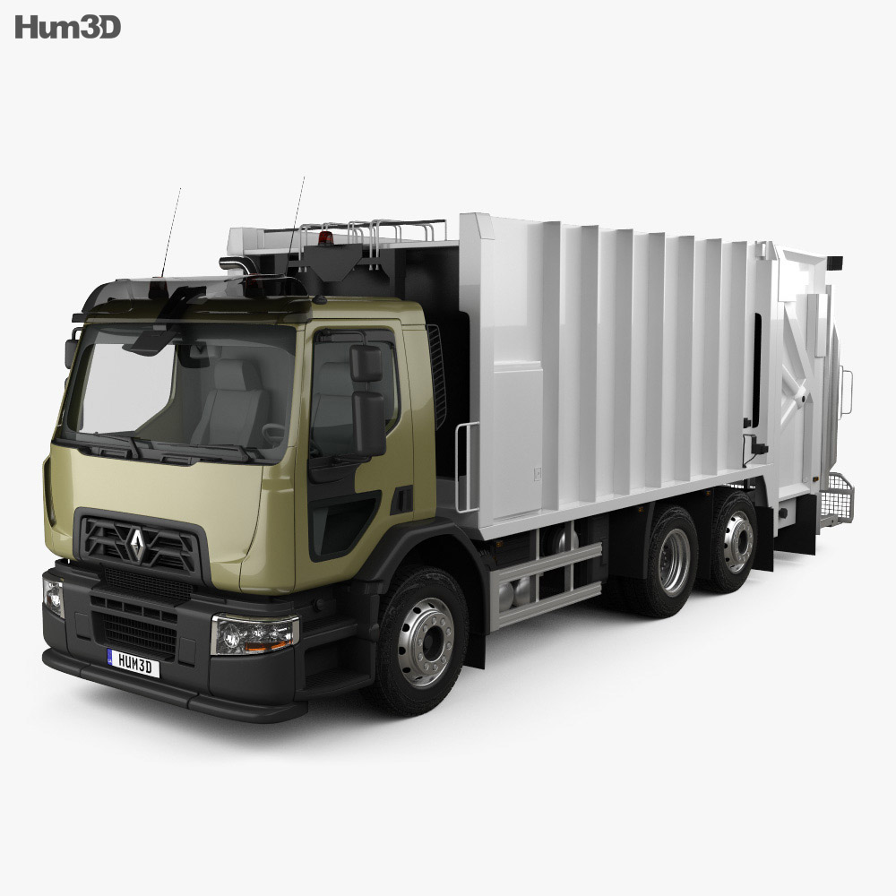 Renault D Wide Rolloffcon Garbage Truck 2016 3d model