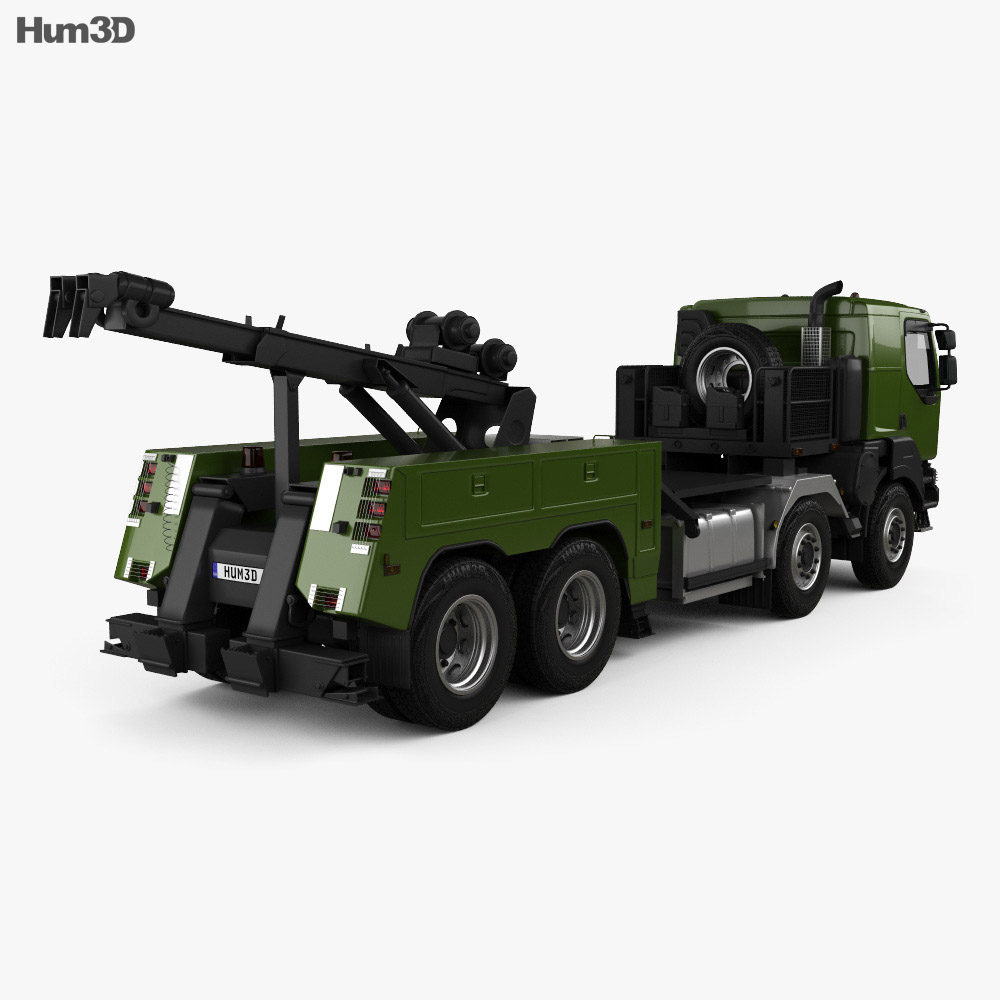Renault Kerax Military Crane 2013 3D 모델  back view