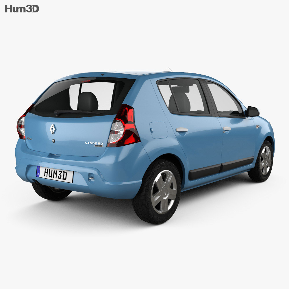 Renault Sandero 2012 3D模型 后视图